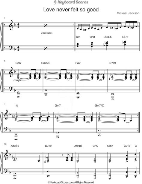 Love Never Felt So Good Michael Jackson Score For Piano Music Sheet