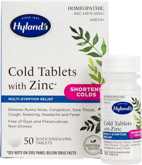 Hylands Cold Medicine With Zinc Decongestant And Sore Throat Relief Homeopathic For Adults