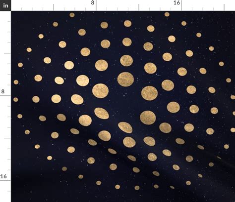 Mid Century Spiral Night Sky Gold Foil Fabric Spoonflower