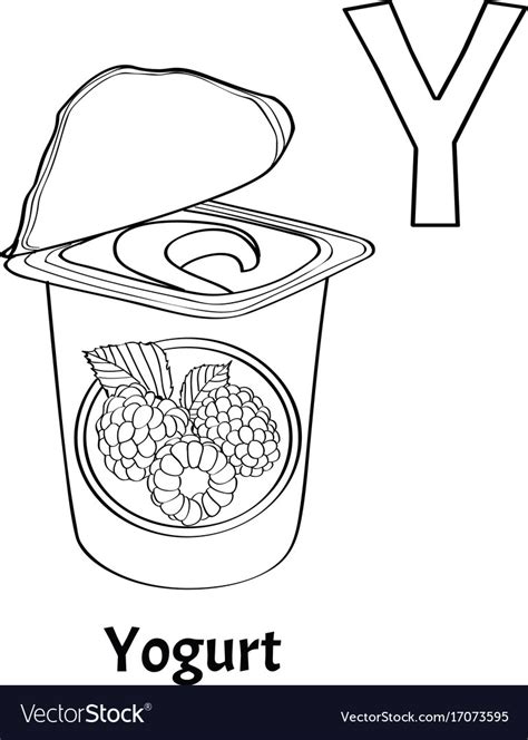 Vector coloring book pages for adult and children. Alphabet letter y coloring page yogurt Royalty Free Vector