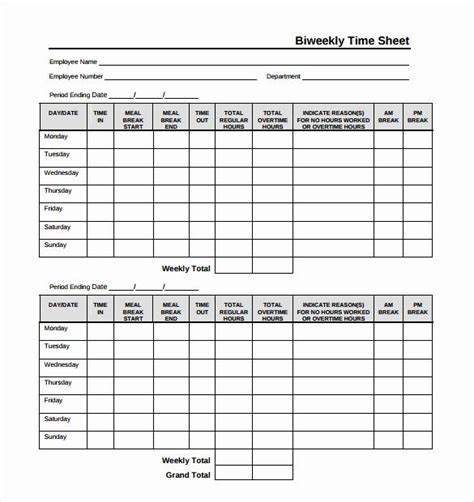 Weekly Time Card Template Best Of 18 Bi Weekly Timesheet Templates