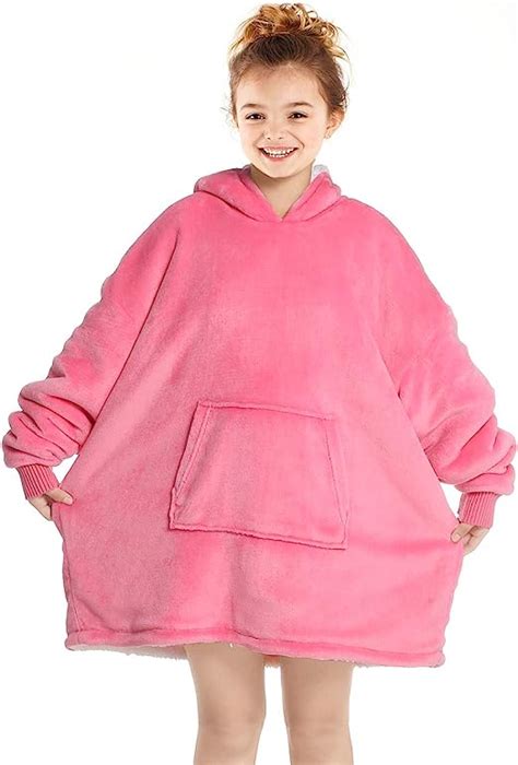 Touchat Wearable Blanket Hoodie Oversized Sherpa Blanket Sweatshirt
