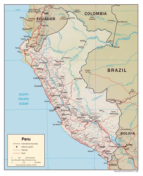 Grande Detallado Mapa Político De Perú Con Relieve Carreteras Y