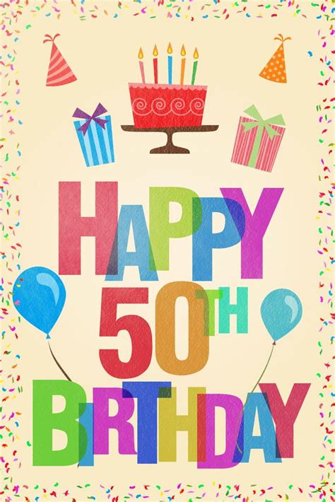 Laminated Happy 50th Birthday Party Decoration Light Cool Wall Art