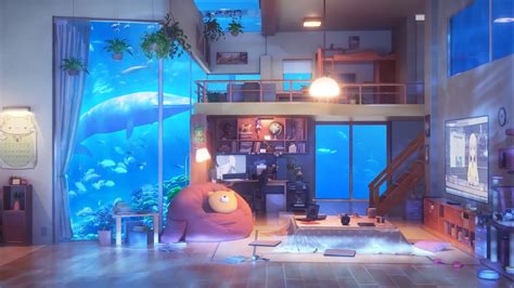 Anime house desktop wallpapers, hd backgrounds. Anime Living Room Underwater HD Wallpaper | Background ...