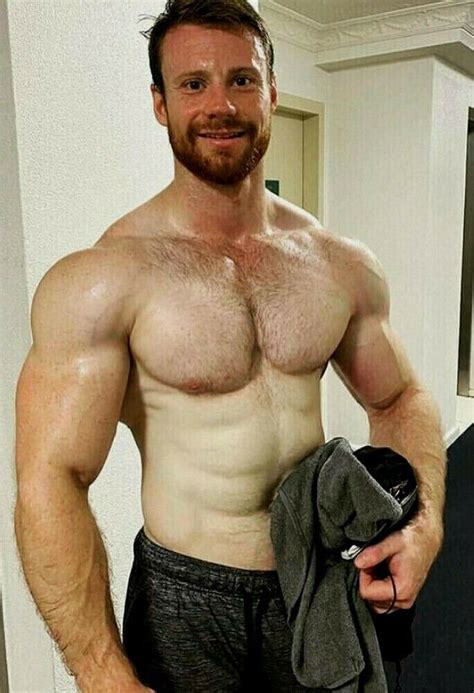 Shirtless Male Muscular Beefcake Beard Hairy Chest Hunk Body Photo X