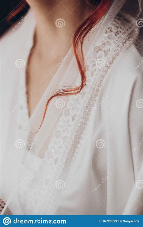 Sensual Morning Portrait Of Woman Red Hair Curl Close Up Stylish