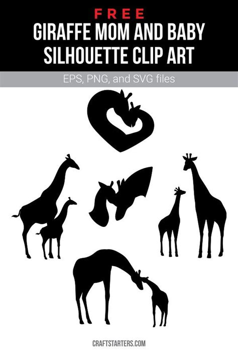 Download Free giraffe mom and baby silhouette clip art (personal ...