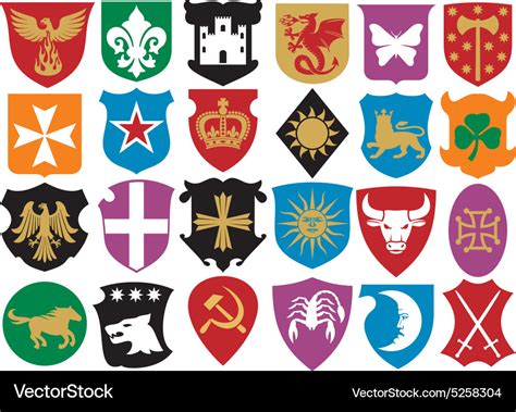 Heraldic Symbols Icon Set Royalty Free Vector Image