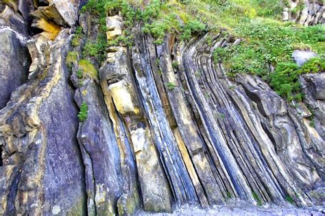Geological Folds Of Rock Layers Basque Country Spain Stock Photo