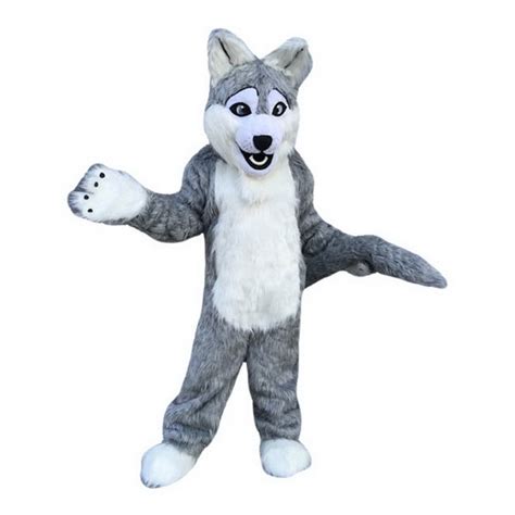Long Gray Wolf Mascot Costume Free Shipping