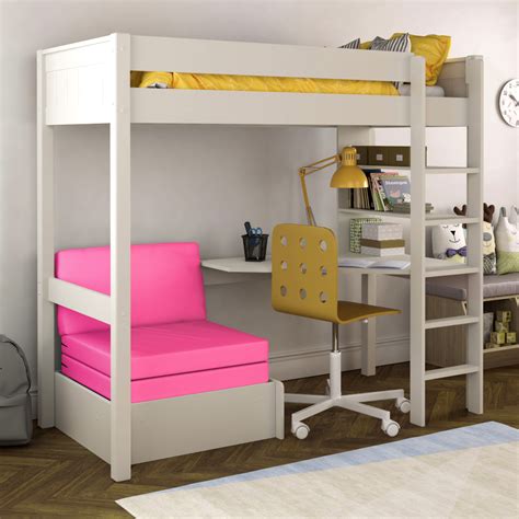 Stompa Classic Kids High Sleeper In Warm White With An Integrated Desk