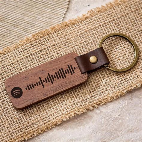 Scannable Spotify Code Custom Music Song Wooden Keychain For Him Drawelry Co Nz
