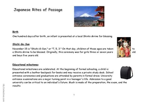 Japanese Rites Of Passage English Esl Worksheets Pdf And Doc