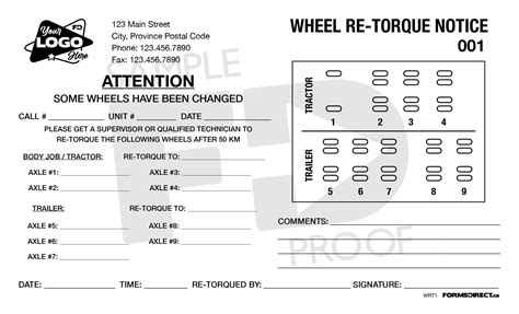 Wheel Re Torque Notice Wrt1 Forms Direct