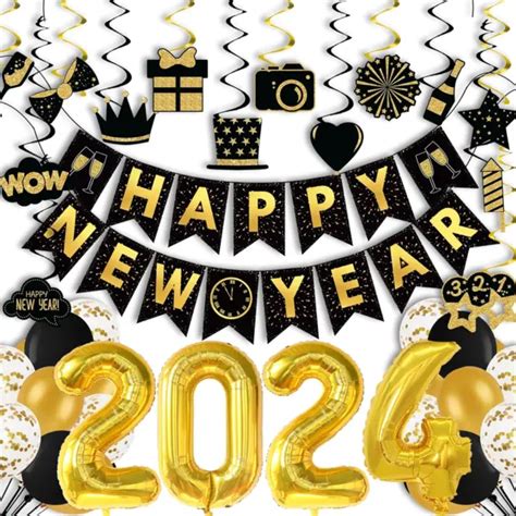 Happy New Years Dercorations 2024 New Years Eve Party Supplies Include