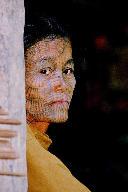 Myanmar Burma Chinwoman Facial Tattoos Body Tattoos Tribal People