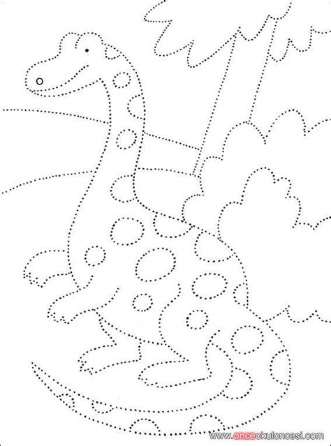 dino trace worksheet | Planilhas pré-escolares, Dinossauros em escola