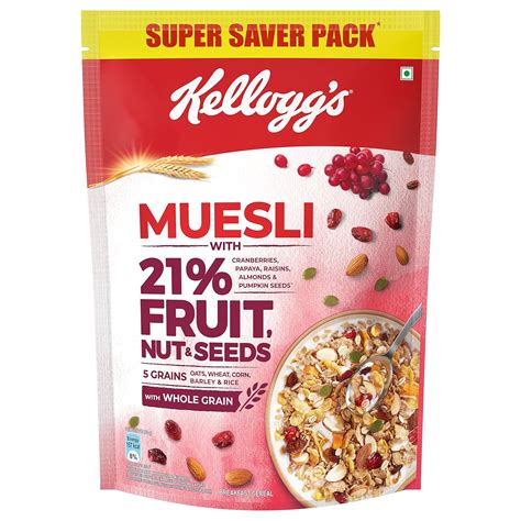 Kelloggs Muesli 21 Fruit Nut And Seeds 750g 5 Grains High In