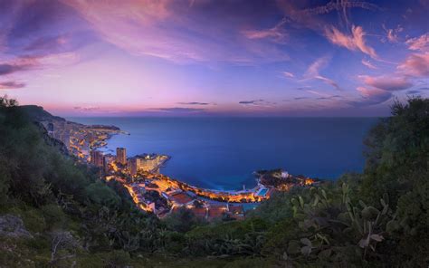 Monaco Purple Clouds Sunset Hd World 4k Wallpapers