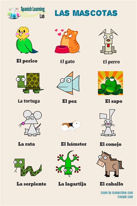 Los Animales Domésticos Y Las Mascotas En Español Spanish Learning Lab