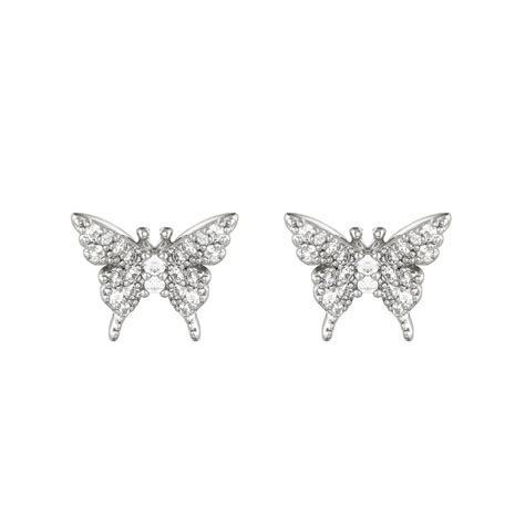 Butterfly Stud Earrings Butterfly Lover Cubic Zirconia Etsy