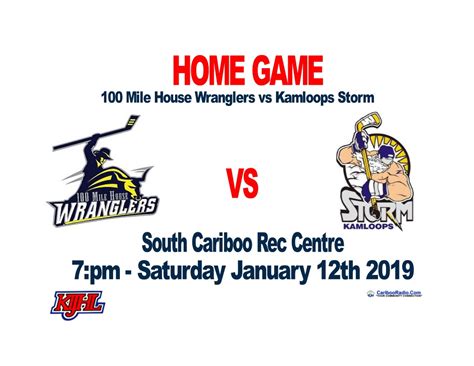 100 Mile House Wranglers Vs Kamloops Storm The South Cariboo Rec