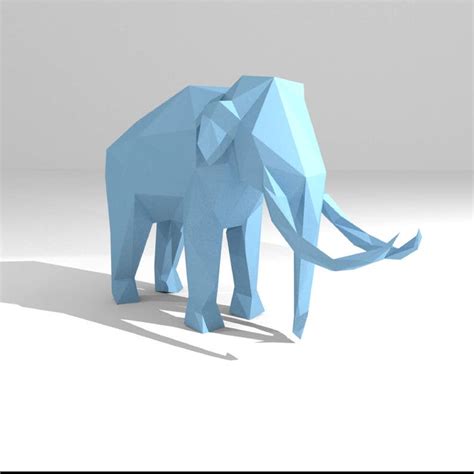 Printable Diy Template Pdf Mammoth Low Poly Paper Model Etsy