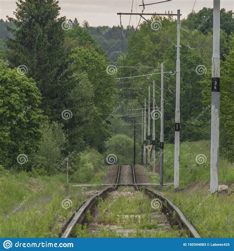 Old Electric Railway Track Between Tabor Town And Bechyne Spa Town