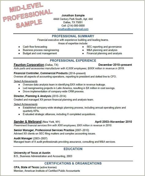 Resume Work Experience Format Examples Resume Example Gallery