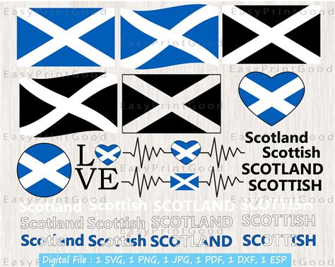 Scotland Flag Bundle Svg Scotland National Flag Scottish Etsy