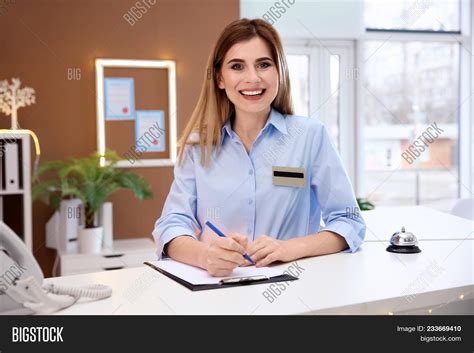 Female Receptionist Image And Photo Free Trial Bigstock
