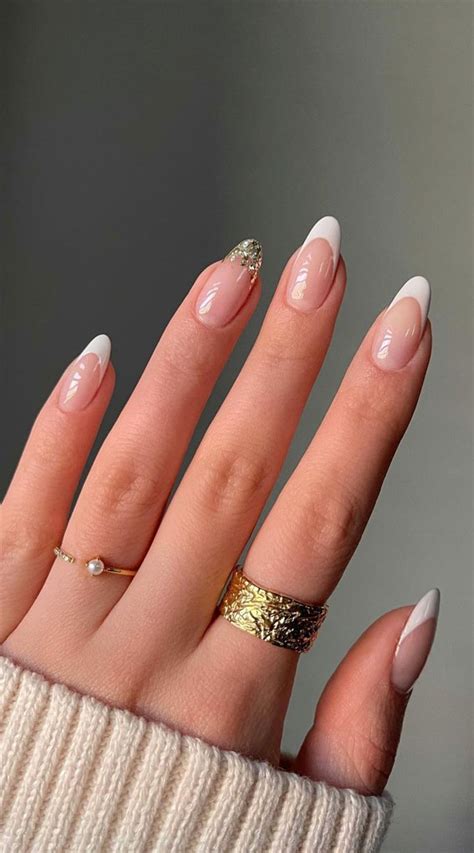 40 Modern French Style Nails To Be Wearing In 2022 White And Glitter