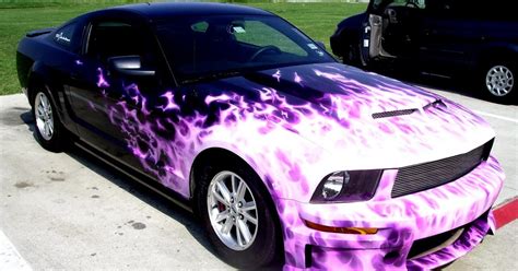 Automobile Zone Airbrushed Mustang Fire Flame Theme