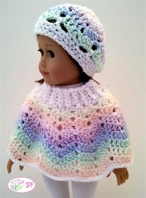 Ribbed Neck Ripple Poncho And Hat Crochet Pattern American Girl Doll