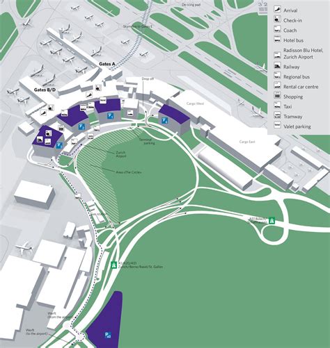 Buchen sie ihren parkplatz am flughafen zürich sicher und einfach. Zürich airport map