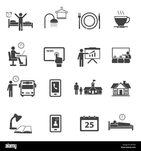 Business Time And Daily Routine Icon Set Stock Vector Art