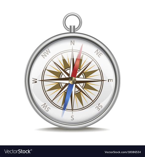 Realistic Detailed Compass With Windrose Vector Image