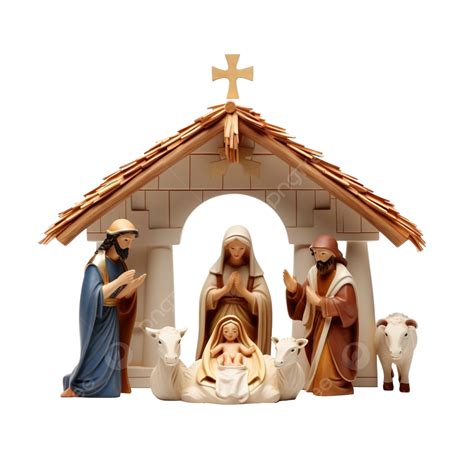 Christmas Nativity Scene With Figures Including Jesus Mary Joseph And