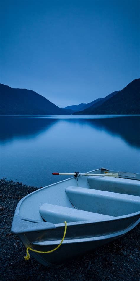 Download Wallpaper 1080x2160 Boat Dawn Sunrise Lake Outdoor Honor