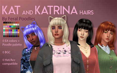 Kat And Katrina Maxis Match Cc Hairs At Feral Poodles Sims 4 Updates
