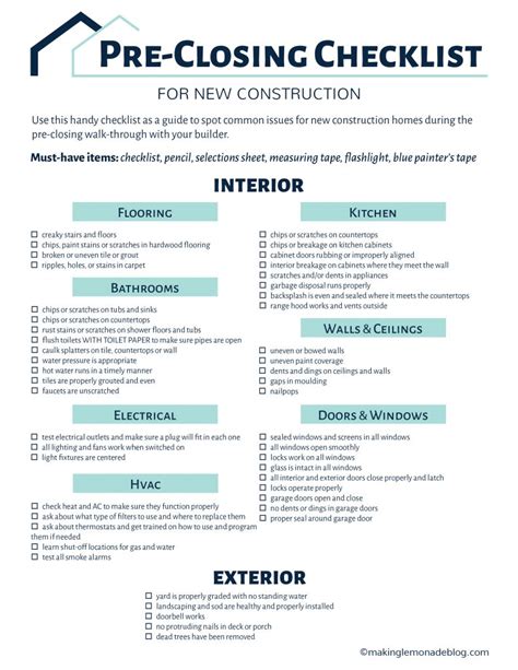 Building A House Grab This Free Printable Pre Closing Checklist