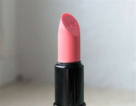 test lippenstift p2 sheer glam lipstick farbe 060 fame pinkmelon