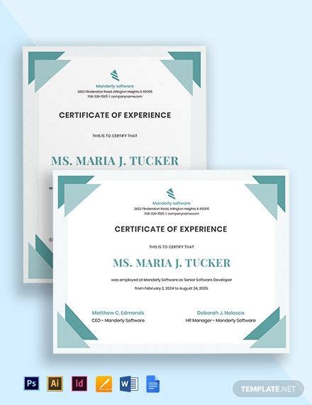 Instantly Download Experience Certificate Templates Samples And Examples