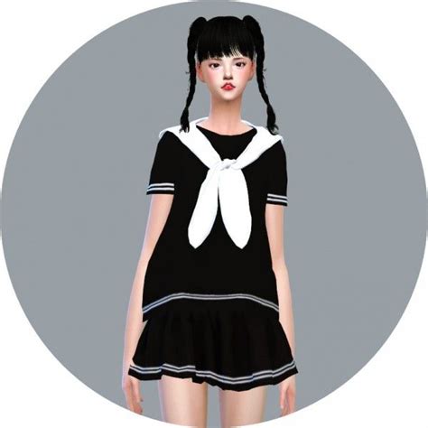 Sims4 Marigold Sailor Scarf Top • Sims 4 Downloads Sims 4 Clothing