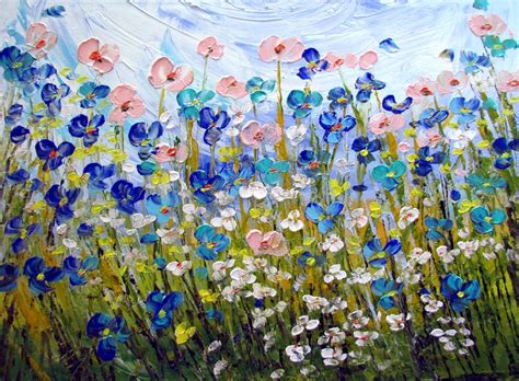 Xxl Oil Painting Wildflowers Large Canvas Original Palette Knife