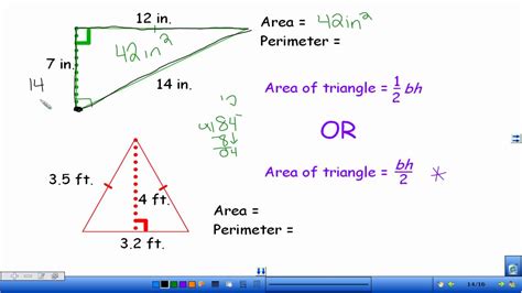 Area And Perimeter Of Triangles Youtube