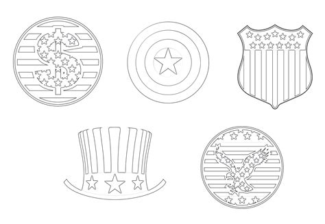 Printable American Patriotic Symbols Coloring Page Mimi Panda