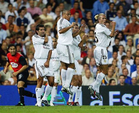 David Beckham Luis Figo Ronaldo And Zinedine Zidane Of Real Madrid In