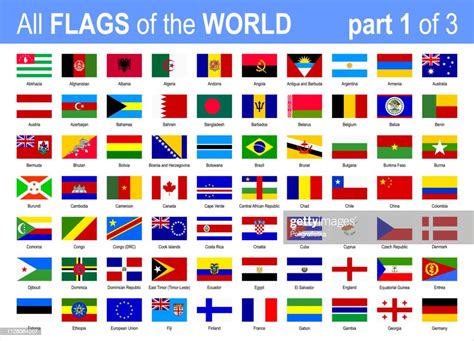 All World National Flags Icon Set Alphabetically Part 1 Of 3 Vector